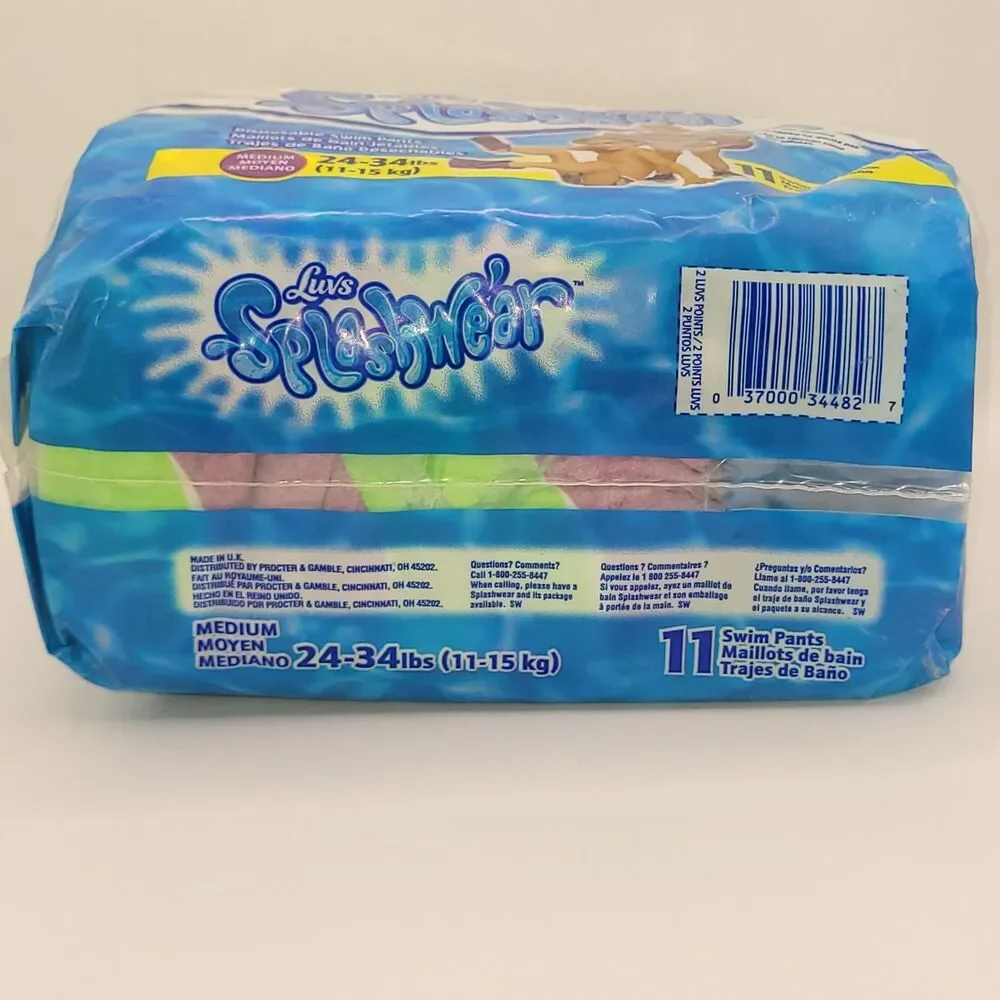 New Luvs Splashwear Toddler Swim Pants Sz Medium 24-34 lb Child 11 Pk Sealed Vtg